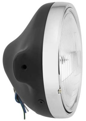 BikeMaster Slim Side Mount Headlights 152457 Headlight, Round, Slim, H4, Clear Patterned Lens, Black Steel Housing, 7 in. Diameter, Universal, Each