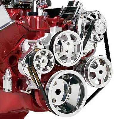 Billet Specialties Tru Trac Serpentine Systems without A/C 13225 Pulley Kit, Serpentine, Aluminum, Polished, Chevy, Small Block, Kit thumbnail 2