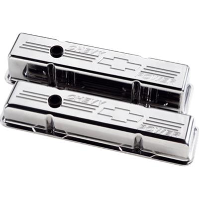 Billet Specialties Diecast Aluminum Valve Covers 95222 Covers, Tall, Aluminum, Polished, Chevy Power Logo, Chevy, Small Block, Pair