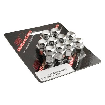 Billet Specialties Lug Nuts 999974 Nuts, Conical Seat with Shank, 1/2 in. - 20 RH, Closed End, Chrome Plated Steel, Set of 10