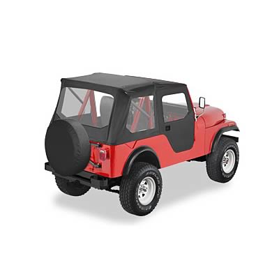 Bestop Tigertops for 1959-1975 CJ5, 1955-1958 WILLYS - 5140501 Soft Top, 1-Piece Full Doors, Tigertop, Polymer Cloth, Black, Windows Included, Full Soft Doors, Jeep, Kit