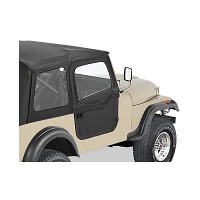 Bestop 2-Piece Soft Doors for 1976-1986 CJ7 - 5177815 Doors, 2-piece, Fabric, Black Denim, Sunrider and Supertop, Driver and Passenger Side, Jeep, Pair