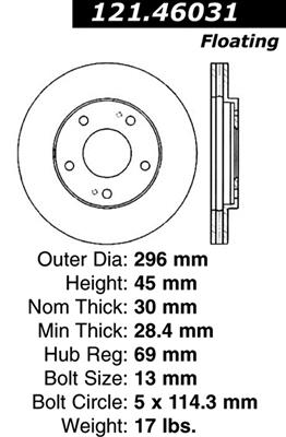 Centric Parts 121.34018 C-Tek 標準ブレーキローター　並行輸入品 : Centric 121.47018 C-Tek Automotive Replacement Front