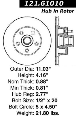 Centric Parts 121.61010 Centric C-Tek Standard Brake Rotors 