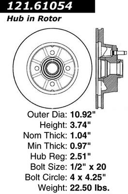 Centric Parts 121.61054 Centric C-Tek Standard Brake Rotors 