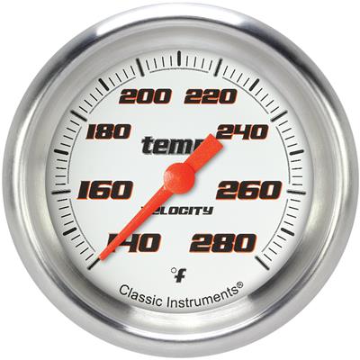 Classic Instruments Velocity White Temperature Gauge 2-5/8 Full Sweep VS326WAPF-08 Classic Instruments Velocity White Temperature Gauge 2-5/8 Full Sweep VS326WAPF-08