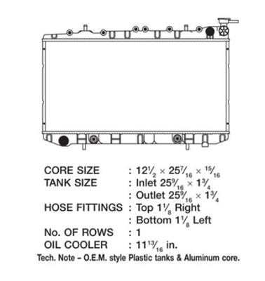 CSF Radiators 2458 Radiator, OE Replacement, Aluminum/Plastic, Natural, Nissan, Sentra, 200SX, Each