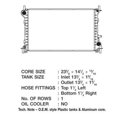 CSF Radiators 2973 Radiator, OE Replacement, Aluminum/Plastic, Natural, Ford, Focus, Each