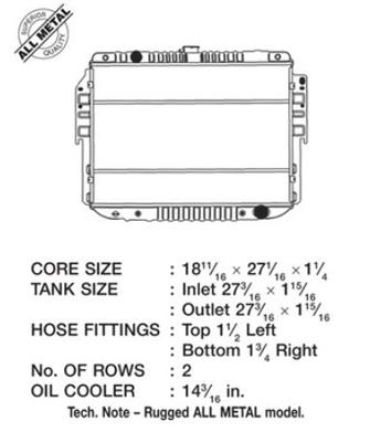 CSF All-Metal Radiators 3392 Radiator, Copper/Brass, Two Row, Downflow, Transmission Cooler, Dodge, Chrysler, Car, Van, Each
