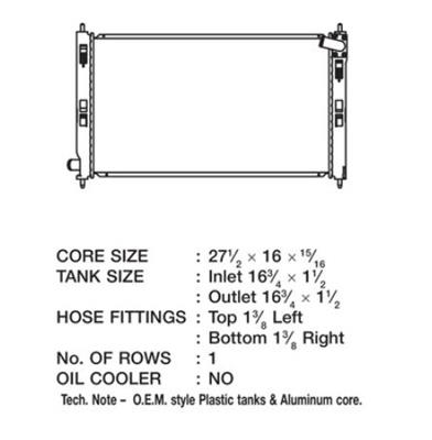 CSF Radiators 3431 Radiator, OE Replacement, Aluminum/Plastic, Natural, Mitsubishi, Lancer, Outlander, Each