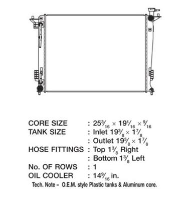 CSF Radiators 3487 Radiator, OE Replacement, Aluminum/Plastic, Natural, for use on Kia/Hyundai, Each