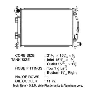 CSF Radiators 3539 Radiator, OE Replacement, Aluminum/Plastic, Natural, for use on Kia/Hyundai, Each