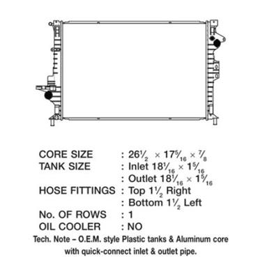 CSF Radiators 3593 Radiator, OE Replacement, Aluminum/Plastic, Natural, Ford, Escape, Transit Connect, Each