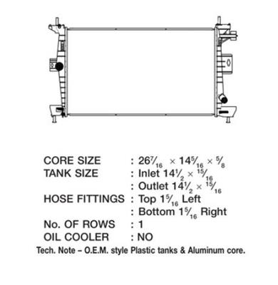 CSF Radiators 3595 Radiator, OE Replacement, Aluminum/Plastic, Natural, Ford, Focus, Each