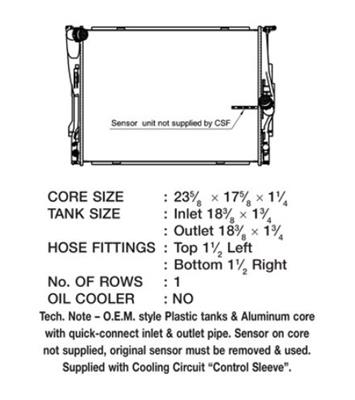 CSF Radiators 3718 Radiator, OE Replacement, Aluminum/Plastic, Natural, BMW, Each