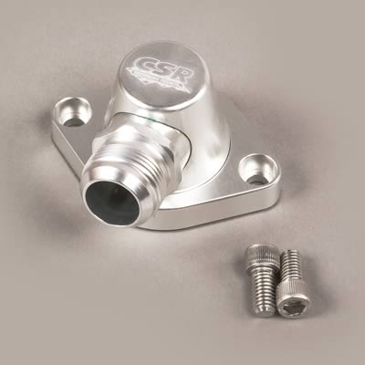 CSR Thermostat Housings 911AN16C Water Neck, Billet Aluminum, Clear Anodized, Swivel, 90 Degree, Chevy, Big/Small Block, Each