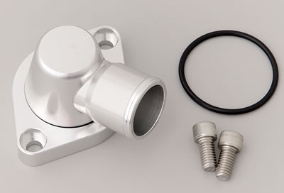 CSR Thermostat Housings 912C Water Neck, Billet Aluminum, Clear Anodized, Swivel, 90 Degree, Chevy, Big/Small Block, Each