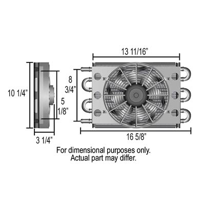 Derale Dyno-Cool Remote Fluid Coolers 12733 Cooler, Tube and Fin, Aluminum, Copper, Black, 7.625 in. x 17.5 in. x 3.75 in., Each