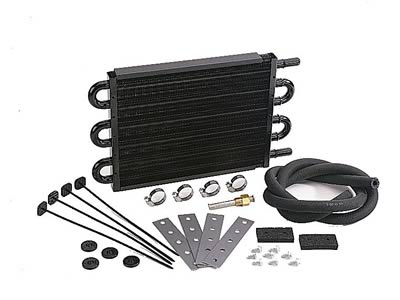 Derale 7000 Series Tube and Fin Transmission Coolers 13107 Fluid Cooler, Transmission, Fin, Aluminum, Copper, Black, .750 in. x 12.750 in. x 10.250 in., Kit