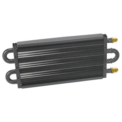 Derale 7000 Series Tube and Fin Transmission Coolers 13311 Cooler, Fin, Aluminum, -6 AN Male Fittings, 5.125 in. x 13.5 in., x 0.750 in., Kit