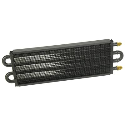 Derale 7000 Series Tube and Fin Transmission Coolers 13312 Cooler, Fin, Aluminum, -6 AN Male Fittings, 5.125 in. x 17.5 in., x 0.750 in., Kit