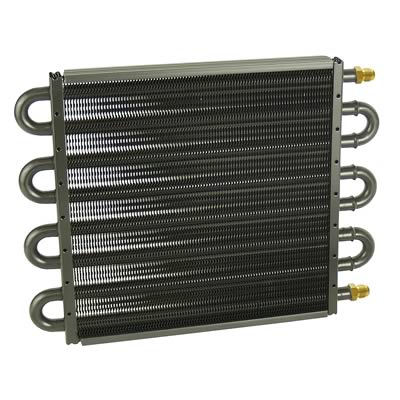 Derale 7000 Series Tube and Fin Transmission Coolers 13317 Cooler, Fin, Aluminum, -6 AN Male Fittings, 10.250 in. x 13.5 in., x 0.750 in., Kit