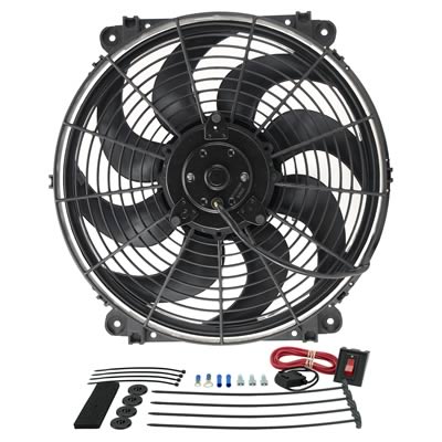 14 Inch 1,350 CFM Derale Tornado Universal Fan 16514 Electric Fan, Single, in. Diameter, Reversible, cfm, Black, Plastic, Each