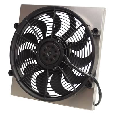 17 Inch 2,400 CFM Derale High-Output Single RAD Fan and Shroud Kit 16816 Electric Fan, Single, in. Diameter, w/Shroud, 16.750 in. Width, 17.625 in. Height, 3.00 in. Thick, Each