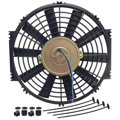 12 Inch 750 CFM Derale Dyno-Cool Straight Blade Fan 16912 Electric Fan, Single, in. Diameter, Reversible, CFM, Black Plastic, Each