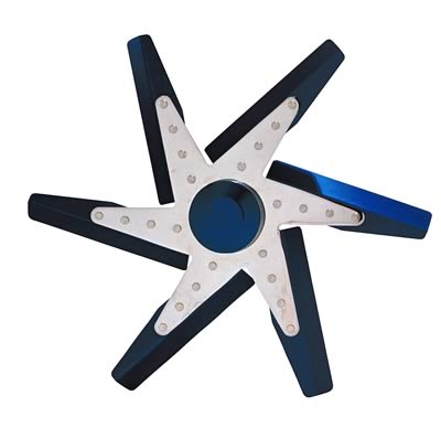 Derale Hi Performance Aluminum Narrow Blade Flex Fans 19518 Fan, Mechanical, 18 in. Diameter, High Aluminum, Blue, Standard Rotation, Each