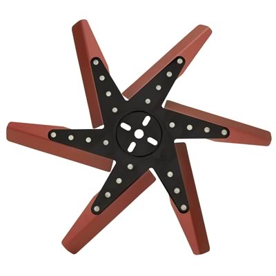 Derale Hi Performance Stainless Steel Flex Fans 19818 Fan, Flex-Type, Performance, Clockwise, 18 in. Diameter, Red Anodized Aluminum Blades/Steel Hub, Universal, Each