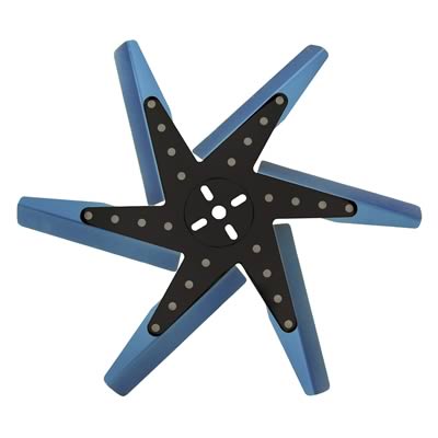 Derale Hi Performance Stainless Steel Flex Fans 19918 Fan, Flex-Type, Performance, Clockwise, 18 in. Diameter, Blue Anodized Aluminum Blades/Steel Hub, Universal, Each