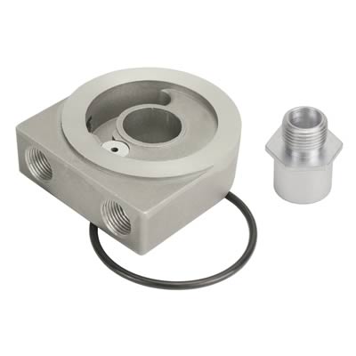 Derale Oil Filter Sandwich Adapters 25770 Adapter, Adapter Style, 1 in. Thick, Aluminum, Natural, 3/8 in. NPT Inlet/Outlet, 3/4 in.-16 Thread, Each