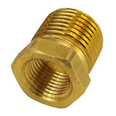 Derale Reducer Bushing Fittings 98452 Fitting, Reducer, NPT to NPT, Straight, Brass, Natural, 1/2 in. NPT, 3/8 in. NPT, Each thumbnail 2