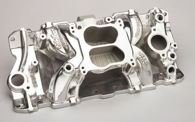 Edelbrock SBC Perf Air Gap Manifold Polished thumbnail 2