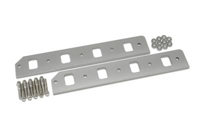 Edelbrock Ford Victor Cylinder Head End Seal Spacers 2864 Spacers, Intake Manifold, Aluminum, Natural, 9.500 in. Height, Ford, 351C, Yates SC-1 Heads, Kit thumbnail 2