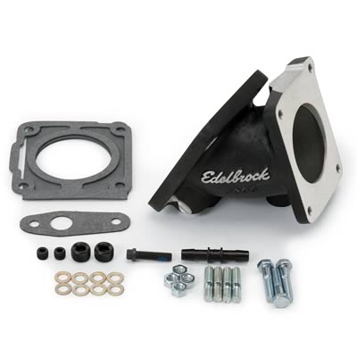 Edelbrock EFI Throttle Body Adaptor (Elbow) Ford Mustang 94-95 w/ Black Mini Texture Powder Coat
