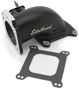 Edelbrock Low Profile Intake Elbow 90mm Throttle Body to Square-Bore Flange Black Finish thumbnail 3