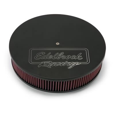 Edelbrock Air Cleaner Victor Series Round Aluminum Top Cloth Element 14In Dia X 3 125In Black
