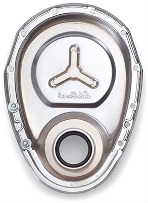 Edelbrock Timing Cover SB-Chevy Chrome w/ Welded Reinforcement Plate thumbnail 2