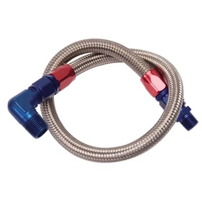 Steel Braided Fuel Line With Blue & Red Anodized Fittings - For
