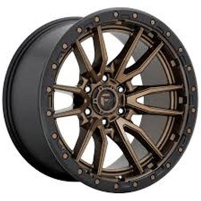 Fuel Off-Road Rebel D845 Textured Bronze Wheels with Black Ring 18x9 Wheels, D845, Aluminum, Finish, Beadlock Ring, 18 in. x 9 in., 6 x 139.70mm/5.5 in. Bolt Circle, 5.04 in. Backspace, Each