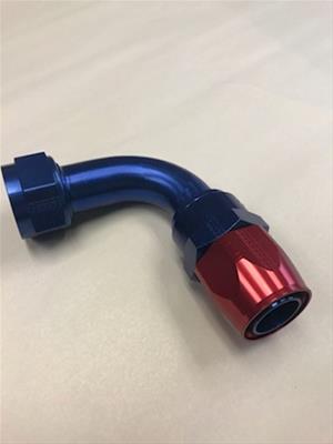 Fragola -20AN x 90 Degree Power Flow Hose End - Blue/Red
