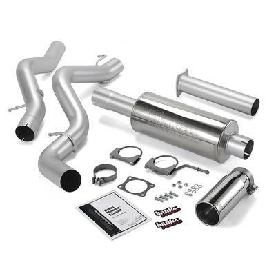 Banks Power Monster Exhaust Systems 48939 System, Exhaust, Cat-Back, Stainless Steel, Single Exit, Rear Side Turnout, Chrome Tip, Chevy, GMC, 6.6L, Catalytic Converter, Kit thumbnail 2