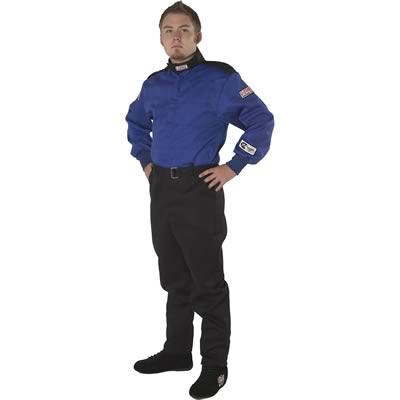 G-FORCE GF125 Driving Suits 4125XLGBU Suit, GF125, One-Piece, Single Layer, Pyrovatex, X-Large, Blue Top, Black Bottom, Each thumbnail 3