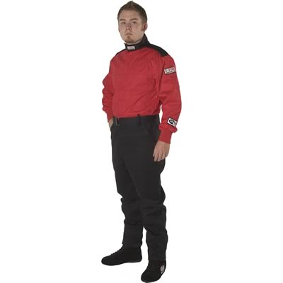 G-FORCE GF125 Driving Suits 4125LRGRD Suit, GF125, One-Piece, Single Layer, Pyrovatex, Large, Red Top, Black Bottom, Each thumbnail 2