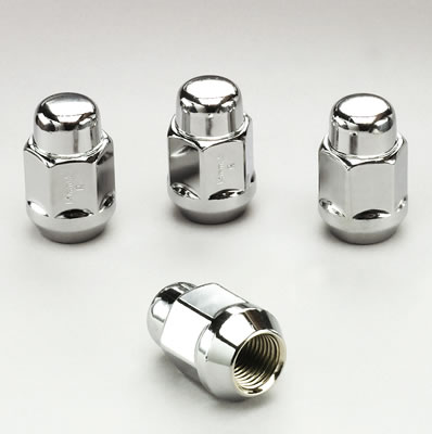 Gorilla Lug Nuts 000000000000091147 Nuts, Conical Seat, Bulge, 14mm x 1.50 RH, Closed End, Chrome Plated Steel, Set of 4