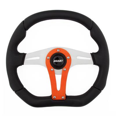 Grant Racing Performance Series Aluminum Steering Wheels 499 Wheel, Series, Aluminum/Clear, Polyurethane/Gray, Orange Accent, 13.75 in. Dia., 5-Bolt