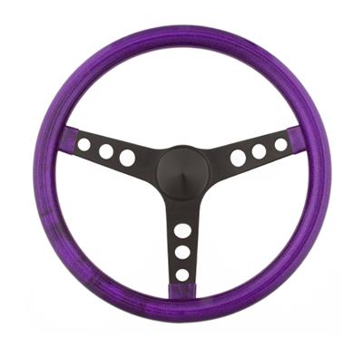 Grant Metal Flake Steering Wheels 8453 Wheel, Flake, 3-spoke, Purple Vinyl, Black Powdercoated Steel Spokes, 13.5 in. Dia., 3-Bolt