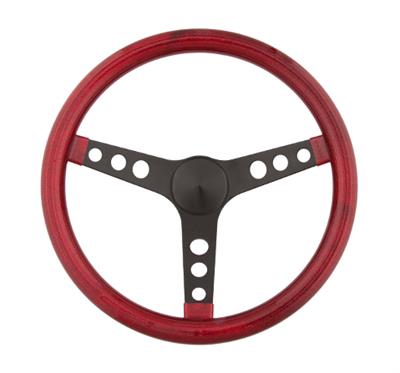 Grant Metal Flake Steering Wheels 8475 Wheel, Flake, 3-spoke, Red Vinyl, Black Powdercoated Steel Spokes, 15 in. Dia., 3-Bolt, Each